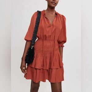 Maje Boho Ruffle Mini Dress